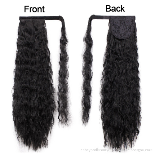wholesale Private Label Cruly Synthetic Hair ponytail for Women Natural Hair wrap around Clip in hair Ponytail